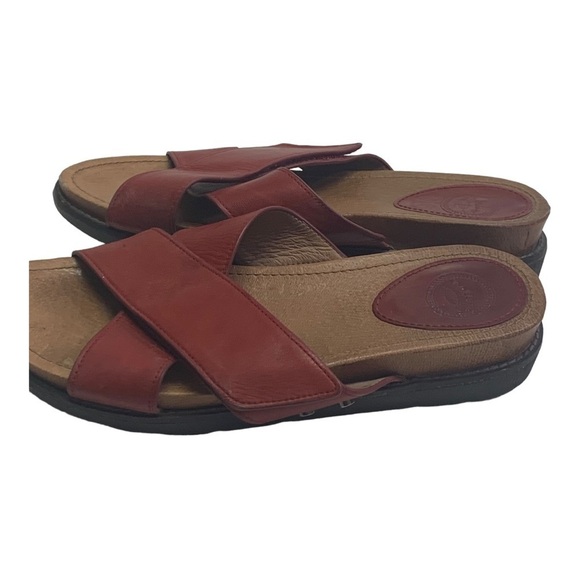 Nurchur Red Leather Slide Sandals Size 8 M - Picture 2 of 5